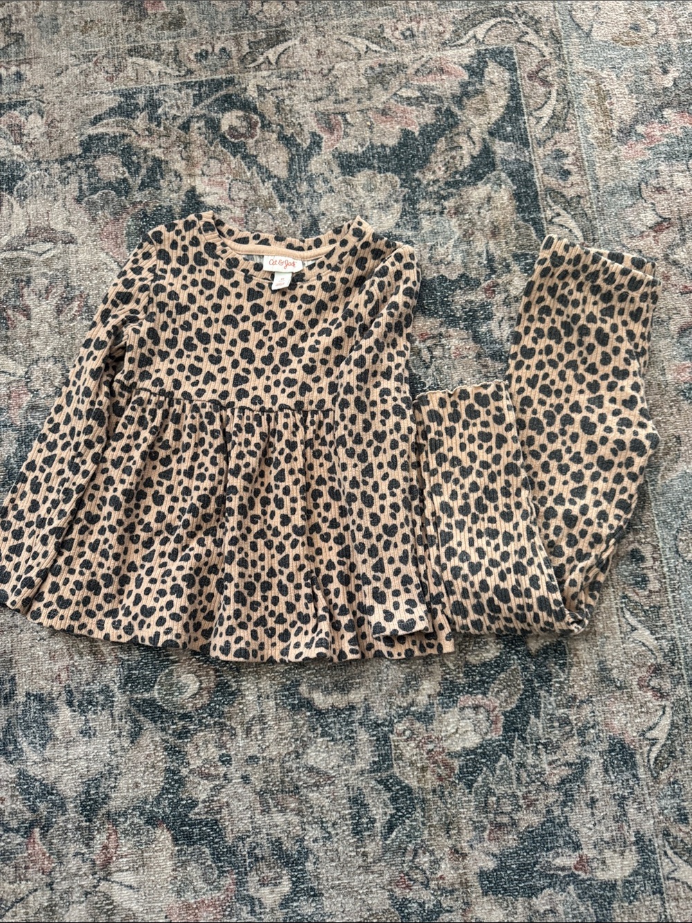 Cat & Jack Leopard Print Long Sleeve set - Tan & Black